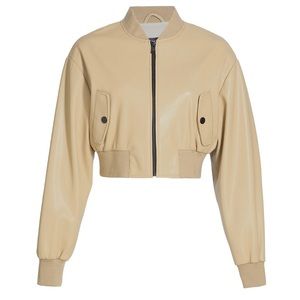 Lemarque Evelin Faux-Leather Cropped Bomber Jacket